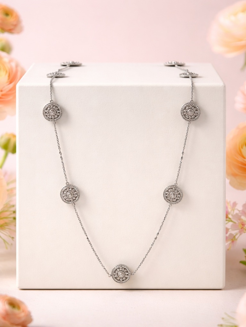 Chic Silver-Tone Long Station
Necklace, 34"